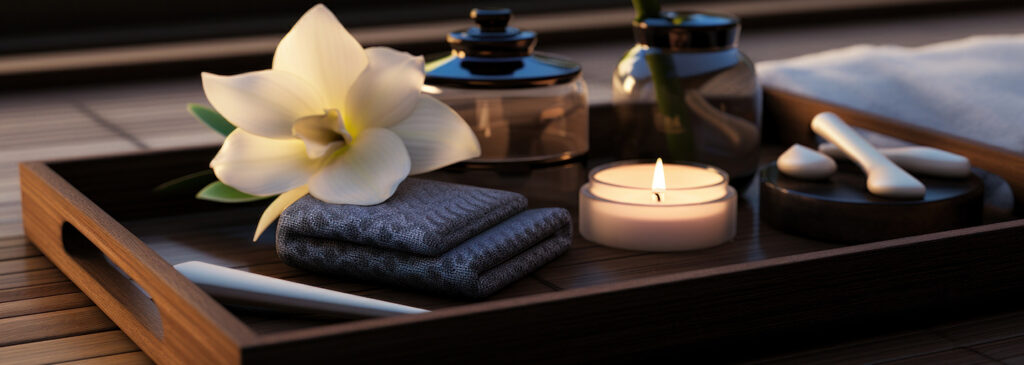 Luxury spa setup with candle