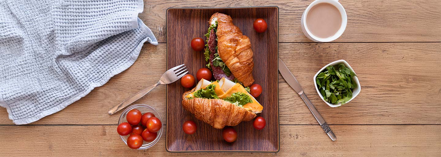 Gourmet croissant sandwich plate